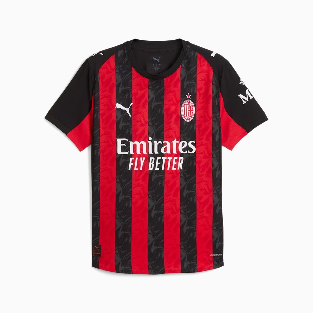 Puma AC Milan Home Jersey Red Black Striped Soccer Shirt Mens 2XL Ultraweave